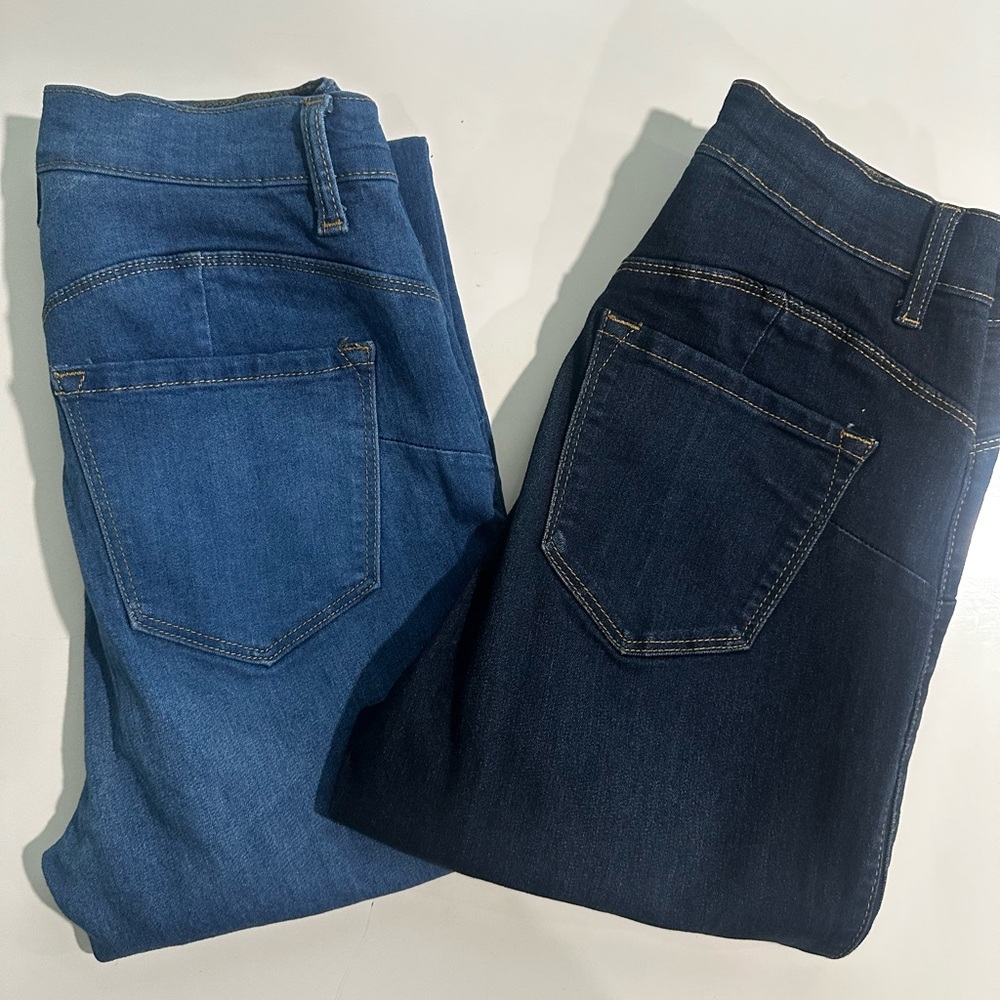 High Rise Fashion Nova Light & Dark Blue Jeans